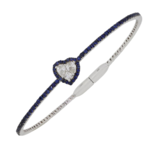 Diamond Bangle In 18K Gold With Blue Sapphire