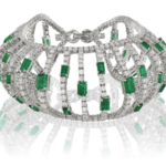 Diamond Bracelet With Emerald In 18K White Gold