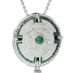 Emerald,Topaz,Pearl Tassel Necklace In 18K Gold With Diamond