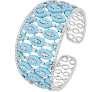 Turquoise Bangle In 18K Gold With Diamond